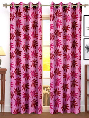 Flipkart SmartBuy 210 cm (7 ft) Door Polyester Semi Transparent Curtain (Pack Of 2)(Pink, Floral)