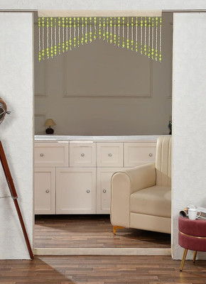 slhtextils 25 cm (1 ft) Blends Transparent Window Curtain Single Curtain(Self Design, Green)