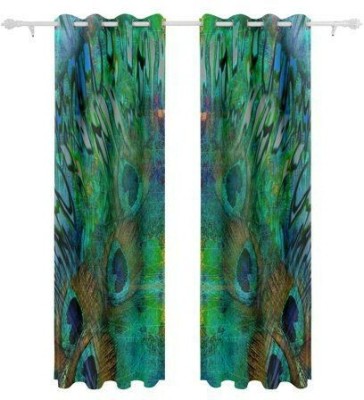 Goal 154 cm (5 ft) Polyester Room Darkening Window Curtain (Pack Of 2)(Floral, Green)