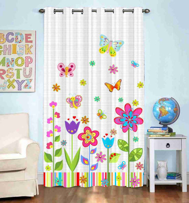 s23 214 cm (7 ft) Door Polyester Room Darkening Curtain Single Curtain(Cream, Floral)