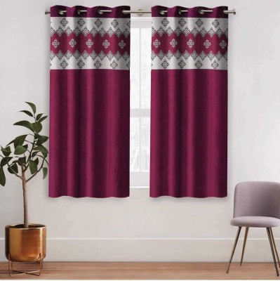 smf 152 cm (5 ft) Polyester Semi Transparent Window Curtain Single Curtain(Floral, Prada-Wine)