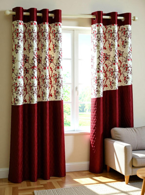 SV Textile Hub 214 cm (7ft) Door Curtain(Apple Red)