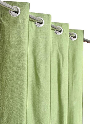 IndianOnlineMall 213 cm (7 ft) Door Polyester Room Darkening Curtain (Pack Of 2)(Green, Plain)