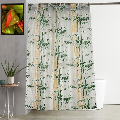 KUBER INDUSTRIES 213 cm (7 ft) PVC (Polyvinyl Chloride) Shower Curtain Single Curtain(Self Design, Green)