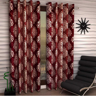 152 cm (5ft) Window Curtain(DAMAS PLAIN MAROON)