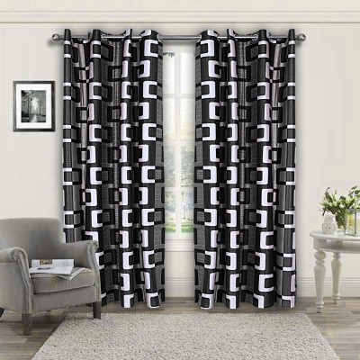 Home Stylish 152 cm (5 ft) Polyester Semi Transparent Window Curtain Single Curtain(Floral, Black)