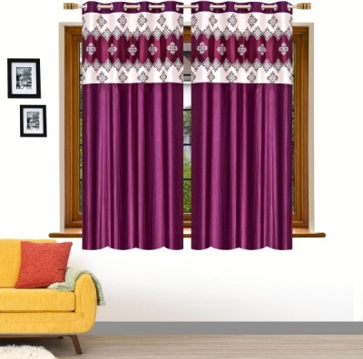 Sehbhagi 153 cm (5 ft) Polyester Semi Transparent Window Curtain (Pack Of 2)(Printed, wine)