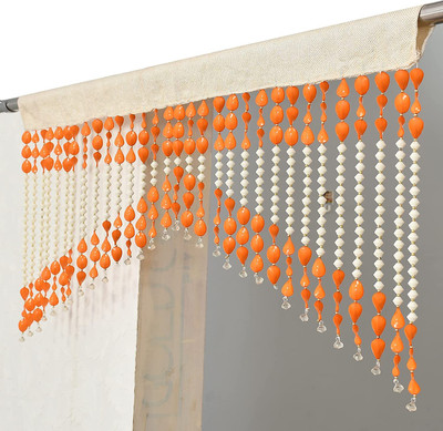 AFSN 64 cm (2 ft) PVC Transparent Window Curtain Single Curtain(Striped, Orange)