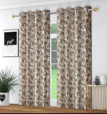 kanhomz 152.4 cm (5 ft) Polyester Blackout Window Curtain (Pack Of 2)(Printed, COFFEE)