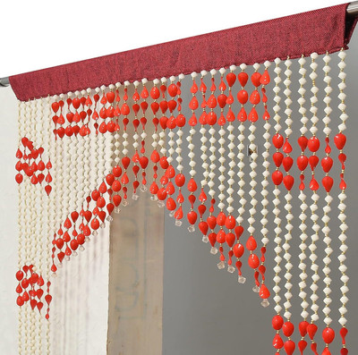 AZWIAN 213 cm (7 ft) Door PVC Room Darkening Curtain Single Curtain(Red, Self Design)