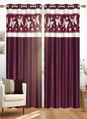 SV Textile Hub 214 cm (7ft) Door Curtain(Purple)