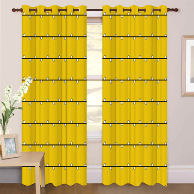 s23 154 cm (5 ft) Window Polyester Room Darkening Curtain Single Curtain(Yellow, Floral)