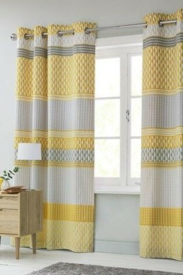 Ad Nx 214 cm (7 ft) Polyester Room Darkening Door Curtain (Pack Of 2)(Printed, Yellow)