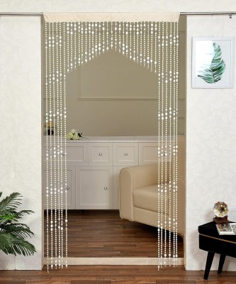 NAVSANG 213 cm (7 ft) PVC Semi Transparent Door Curtain Single Curtain(Striped, White)