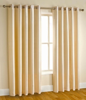 Achintya 214 cm (7 ft) Door Polyester Semi Transparent Curtain (Pack Of 2)(Beige, Plain)