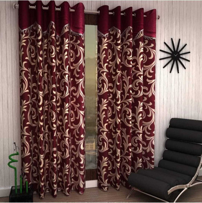 SMF 152 cm (5ft) Window Curtain(MAROON)