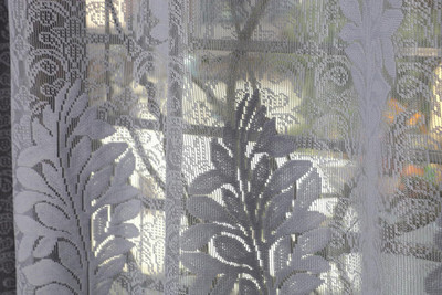 FABWEB 152 cm (5 ft) Polyester Semi Transparent Window Curtain (Pack Of 2)(Self Design, Grey)
