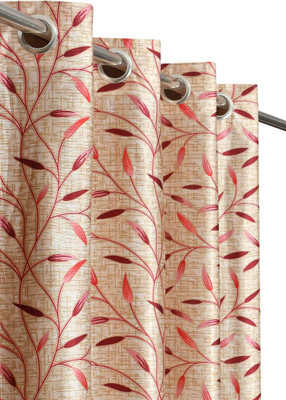DC DECASTLE 274 cm (9 ft) Long Door Polyester Semi Transparent Curtain (Pack Of 2)(Maroon, Floral)