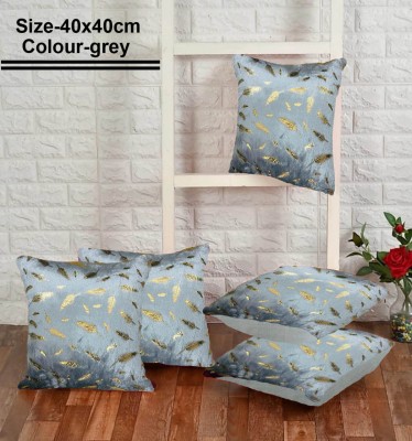 Abhsant Floral Cushions Cover(Pack of 5, 40 cm*40 cm, Grey)
