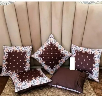 BANAVY Velvet Cushions Cover(40 cm*40 cm, Pack of 5, Brown, Grey)