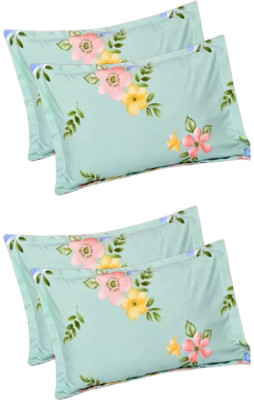 KITTUZ KRAFT Microfiber Pillows Cover(42 cm*68 cm, Pack of 4, Light Green)