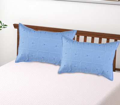 TURIYA Cotton Pillows Cover(Pack of 2, 69 cm*43 cm, Blue)