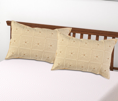 TURIYA Cotton Pillows Cover(Pack of 2, 69 cm*43 cm, Ivory)