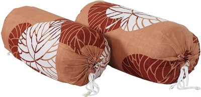 Pinkleaf Polycotton Bolsters Cover(Pack of 2, 40 cm*80 cm, Brown, White)