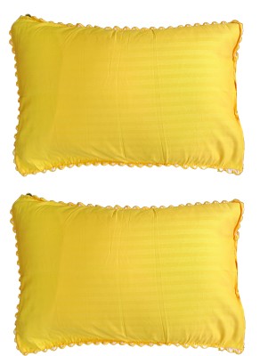 Mayabi Striped Pillows Cover(Pack of 2, 43.18 cm*63.5 cm, Yellow)