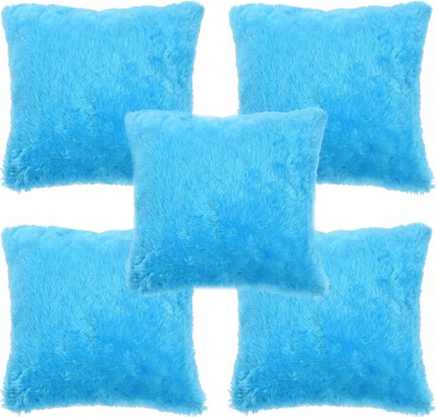 DECOR VATIKA Plain Cushions Cover(Pack of 5, 40 cm*40 cm, Blue)