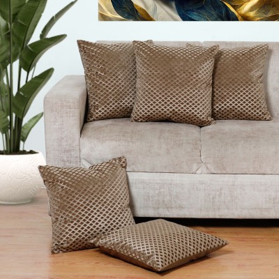 GANGAWANI Geometric Cushions Cover(Pack of 5, 40 cm*40 cm, Beige)
