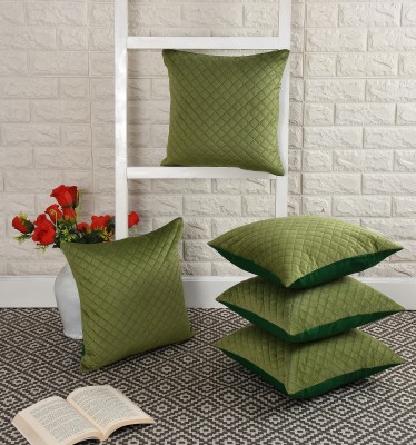 WiseHome Checkered Cushions Cover(Pack of 5, 40 cm*40 cm, Green)