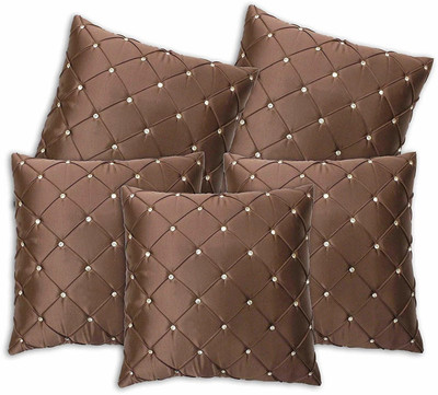 NOOR SHINE Polyester Cushions Cover(40.64 cm*40.64 cm, Pack of 5, Brown)