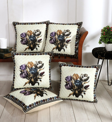 Crafteal Rexin Cushions Cover(40 cm*40 cm, Pack of 5, Brown, Black)