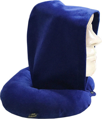 Lushomes Polyester Fibre Solid Travel Pillow Pack of 1(Deep Blue)