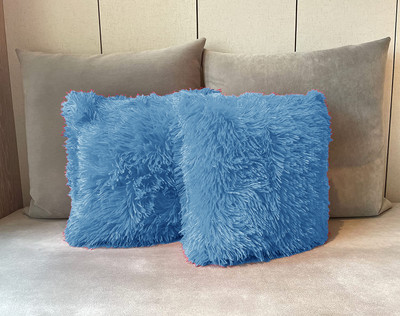 PICKKART Microfibre Abstract Lumbar Pillow Pack of 2(Blue)