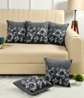 ZUKIODECOR Velvet Cushions Cover(40 cm*40 cm, Pack of 5, Black)