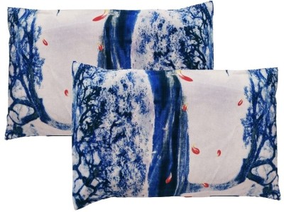VEERA HOMES Floral Cushions & Pillows Cover(Pack of 2, 45 cm*70 cm, Blue)