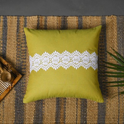 Oussum Cotton Cushions Cover(45 cm*45 cm, Yellow)