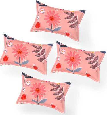 NAZALEQA Microfiber Pillows Cover(48 cm*72 cm, Pack of 4, Pink)