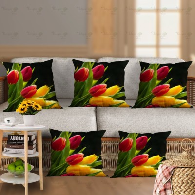 Pawar Handloom Floral Cushions Cover(Pack of 5, 40.64 cm*40.64 cm, Multicolor)