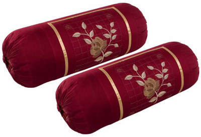 fabzi Cotton Bolsters Cover(Pack of 2, 16 cm*32 cm, Maroon)