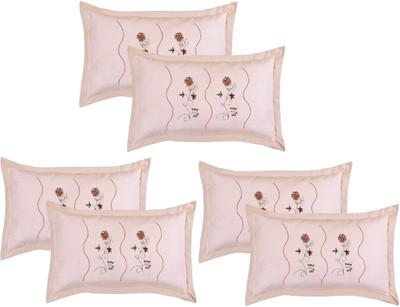 TURIYA Cotton Pillows Cover(40 cm*40 cm, Pack of 6, Cream)