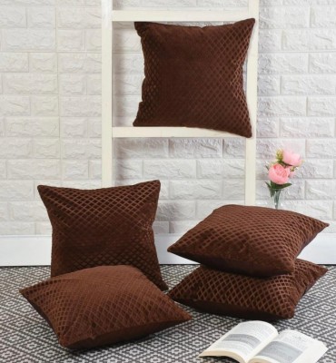 Decoworld Velvet Cushions Cover(Pack of 5, 41 cm*41 cm, Brown)