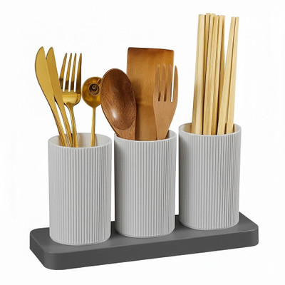 DIHOK Empty Cutlery Holder Case(GREY  Holds 39 Pieces)