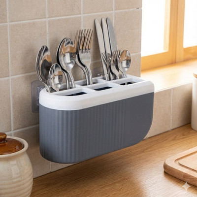 FIT 4 CHEF Empty Cutlery Holder Case(White, Grey Holds)