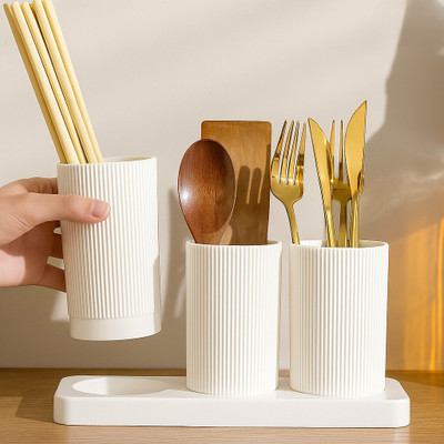 FIT 4 CHEF Empty Cutlery Holder Case(White  Holds 24 Pieces)