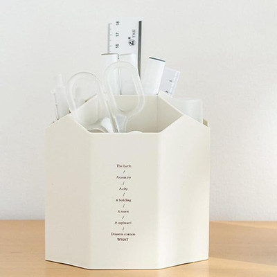 CHAHITU 5 Compartments Plastic Pen Stand for Study Table(White)