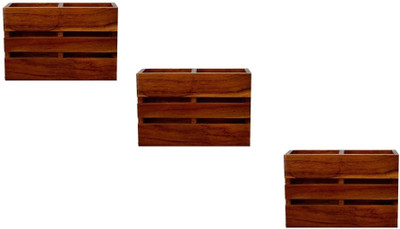 Enshrine Empty Cutlery Box Case(Brown  Holds 12 Pieces)