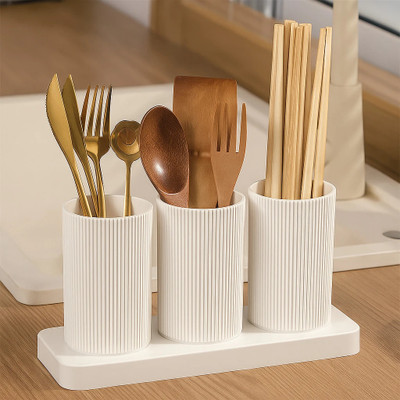 FIT 4 CHEF Empty Cutlery Holder Case(White  Holds 24 Pieces)